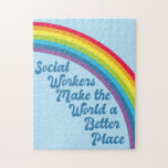 Soziale Arbeit Inspiration Zitat Rainbow Blue Puzzle<br><div class="desc">Sozialarbeiter machen die Welt zu einem besseren Ort. Motivierend soziales Arbeitsgeschenk mit einem schönen inspirierenden Zitat unter einem niedlichen Regenbogen in einem blauen Himmel. Hübsche Sozialdienste vorhanden.</div>