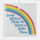 Soziale Arbeit Regenbogen Schönes Weihnachtsgesche Ornament Aus Glas (Vorderseite)