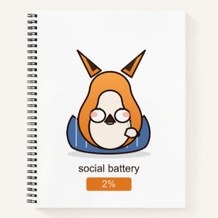 Soziale Batterie 2 Prozent Lustiger Introvertierte Notizblock