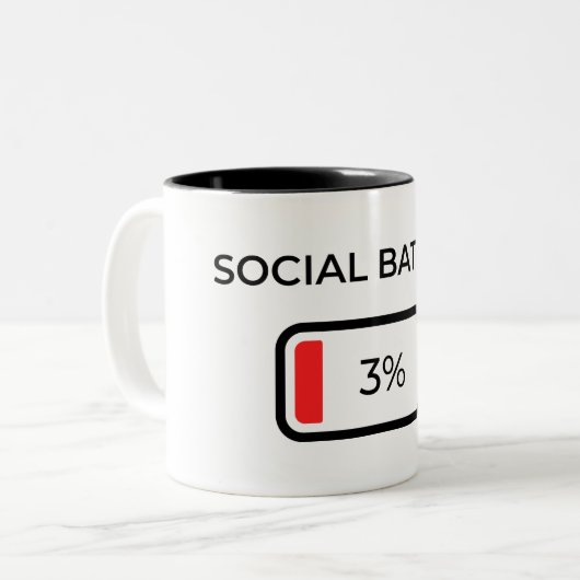 Soziale Batterie 3% - Kaffeetasse (Vorderseite Links)