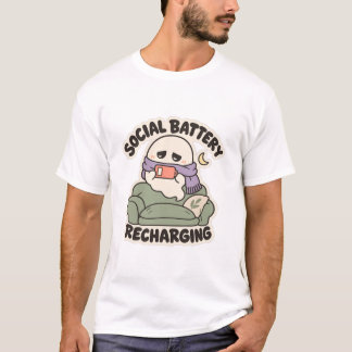 Soziale Batterie-Aufladung Cozy Introvert Gespenst T-Shirt