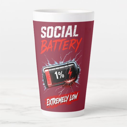 Soziale Batterie Extrem Niedrig – Lustiger Introve Milchtasse (Vorderseite)