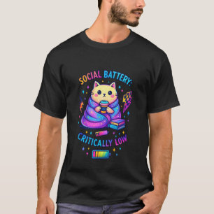 Soziale Batterie Kritisch Niedrig Niedliche Katzen T-Shirt