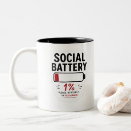 Soziale Batterie Leer Lustiger Introvertierter Auf Zweifarbige Tasse