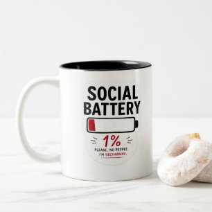 Soziale Batterie Leer Lustiger Introvertierter Auf Zweifarbige Tasse