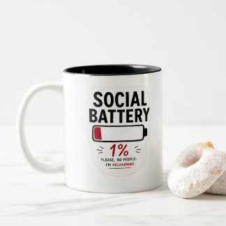 Soziale Batterie Leer Lustiger Introvertierter Auf Zweifarbige Tasse