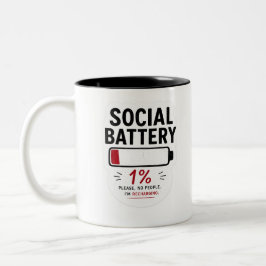Soziale Batterie Leer Lustiger Introvertierter Auf Zweifarbige Tasse