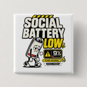 Soziale Batterie Niedrig Introvertierter Humor Qua Button