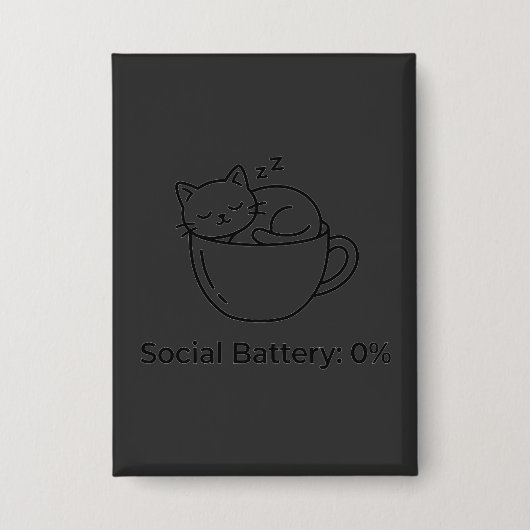 Soziale Batterie Null Introvertierte Katze Vorderh Button (Vorderseite)