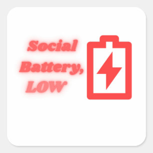 Soziale Batterie schwach Introvertiert Lustig Mini Quadratischer Aufkleber
