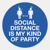 Soziale Distanz ist mein Party Runder Aufkleber (Vorderseite)