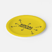 Soziale Distanz moderne Typografie goldgelb Pappteller (Schrägansicht)