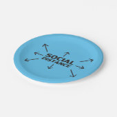 Soziale Distanz moderne Typografie Himmel blau lus Pappteller (Schrägansicht)