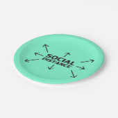 Soziale Distanz moderne Typografie lustige Aqua Pappteller (Schrägansicht)