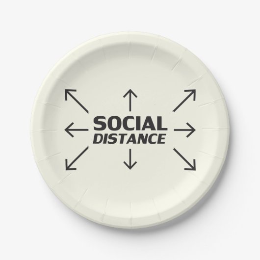 Soziale Distanz moderne Typografie lustige Elfenbe Pappteller (Vorderseite)