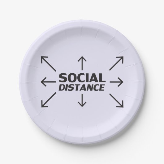 Soziale Distanz moderne Typografie lustiger Lavend Pappteller (Vorderseite)