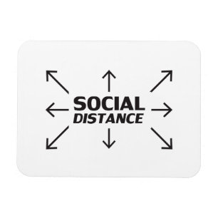 Soziale Distanz moderne Typografie und Pfeile lust Magnet