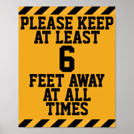 Soziale Distanz von sechs Metern Poster