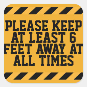 Soziale Distanz von sechs Metern Quadratischer Aufkleber