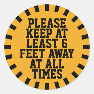Soziale Distanz von sechs Metern Runder Aufkleber