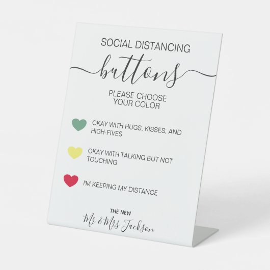 Soziale distanzierende Farbcode Hochzeit Sockelschild (Vorderseite)
