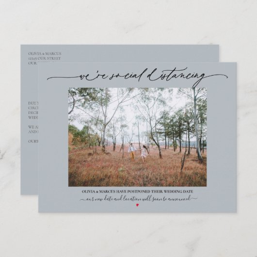 Soziale Distanzierung Hochzeit Postponement Dusty Postkarte (Vorne/Hinten)