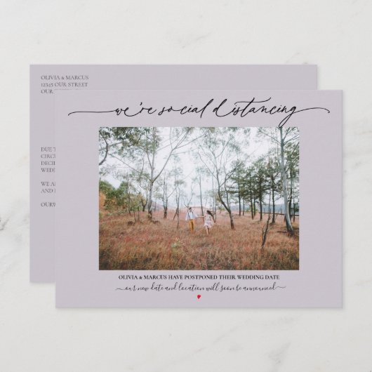 Soziale Distanzierung Hochzeit Postponement Dusty Postkarte (Vorne/Hinten)