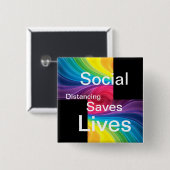 soziale Distanzierung rette Leben Button (Vorne & Hinten)