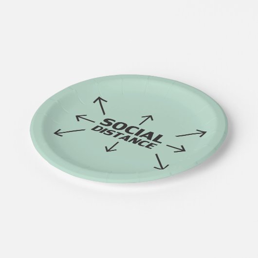 Soziale Entfernung moderne Typografie Spaß Minze g Pappteller (Schrägansicht)