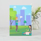 Soziale Medien im Park Einladung (Stehend Vorderseite)