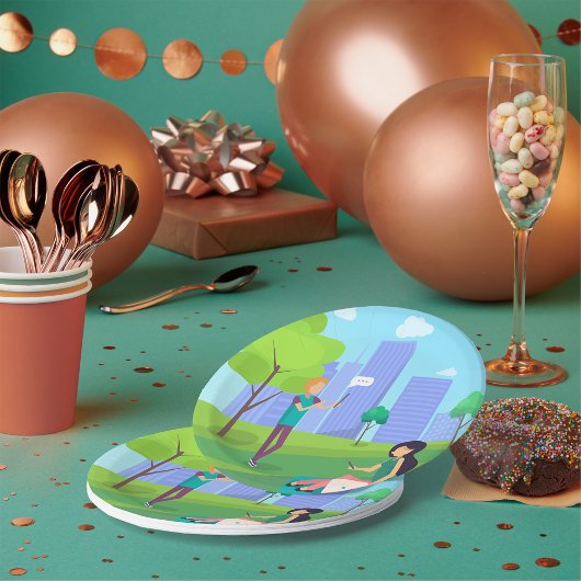 Soziale Medien im Park Pappteller