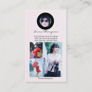 Soziale Medien Influencer QR-Code Foto Beige Visitenkarte