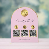 Soziale Medien Pink & Gold Bogen Logo QR-Code Acrylschild (Neutral)