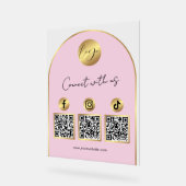 Soziale Medien Pink & Gold Bogen Logo QR-Code Acrylschild (Winkel)
