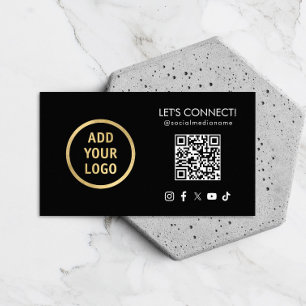 Soziale Medien QR-Code Fügen Sie Ihr Logo Schwarz  Visitenkarte