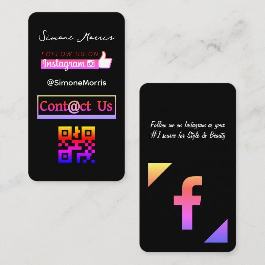 Soziale Medien QR-Code Visitenkarte (Vorne/Hinten)