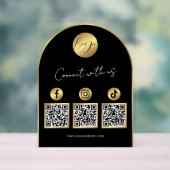 Soziale Medien Schwarz & Gold Bogen-Logo QR-Code Acrylschild (Neutral)