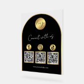 Soziale Medien Schwarz & Gold Bogen-Logo QR-Code Acrylschild (Winkel)