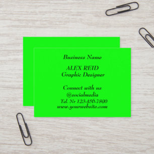 Soziale Medien Trendy Neon Modern Fluorescent Gree Visitenkarte