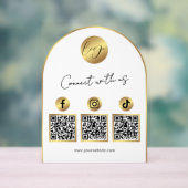 Soziale Medien Weiß & Gold Bogen Logo QR Code Acrylschild (Neutral)
