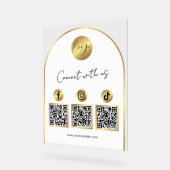 Soziale Medien Weiß & Gold Bogen Logo QR Code Acrylschild (Winkel)
