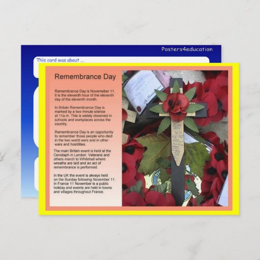 Soziale Studien, Geschichte, Gedenktag Postkarte (Vorne/Hinten)