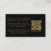 Soziale Symbole QR Code schwarz/gold Dank Rabatt Begleitkarte (Rückseite)