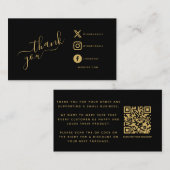Soziale Symbole QR Code schwarz/gold Dank Rabatt Begleitkarte (Vorne/Hinten)