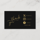 Soziale Symbole QR Code schwarz/gold Dank Rabatt Begleitkarte (Vorderseite)