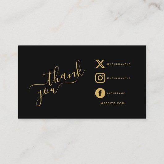 Soziale Symbole QR Code schwarz/gold Dank Rabatt Begleitkarte (Vorderseite)