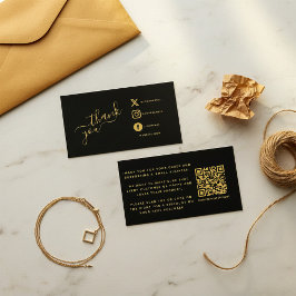 Soziale Symbole QR Code schwarz/gold Dank Rabatt Begleitkarte