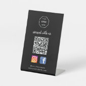Sozialen Medien | Kontakt | QR Code Black Business Sockelschild (Vorderseite)