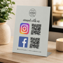 Sozialen Medien | QR Code Instagram Facebook Grau