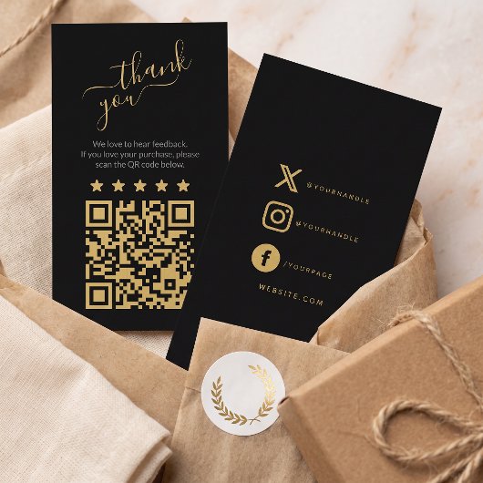 Sozialer QR-Code Gold-Scan zum Bewerten Begleitkarte